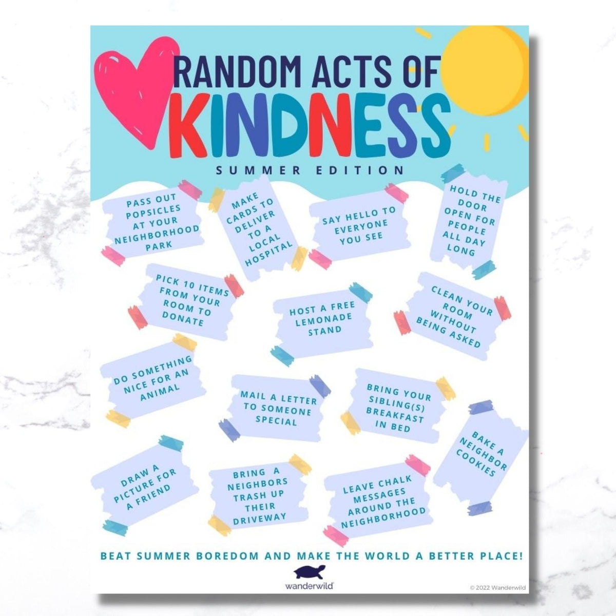 Printable: Random Acts of Kindness - Summer Edition – WANDERWILD CO